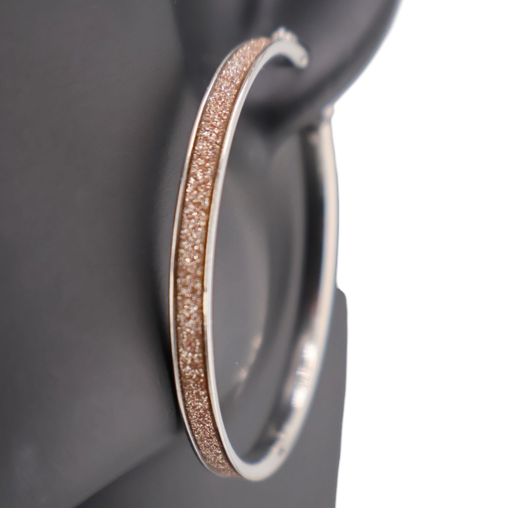 Express Large Hoop Earrings Rose Gold Glitter Inlay Hematite Gunmetal NWT
